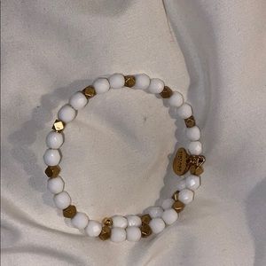 Alex and ani gold and white beaded wrap bracelet.